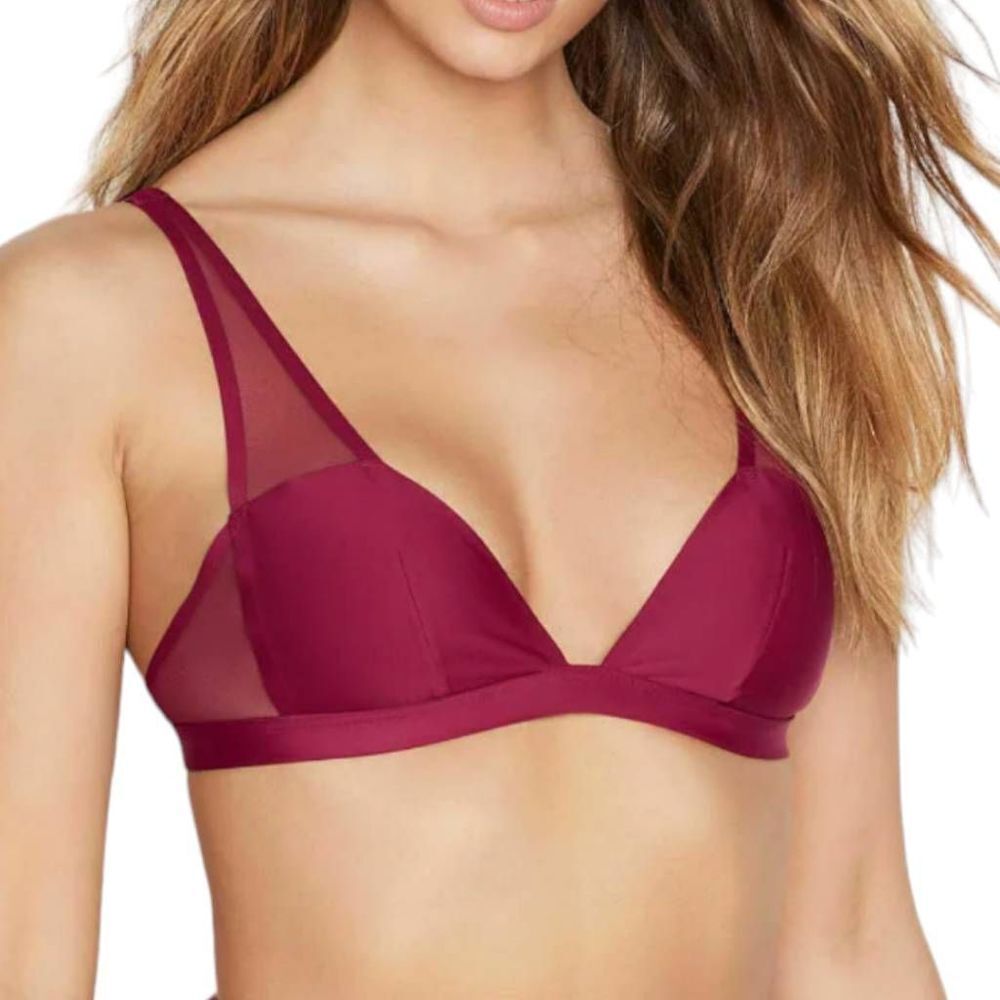 Victorias Secret Luxe Womens Bra Sz Large Cranberry Triangle Stretch Smooth